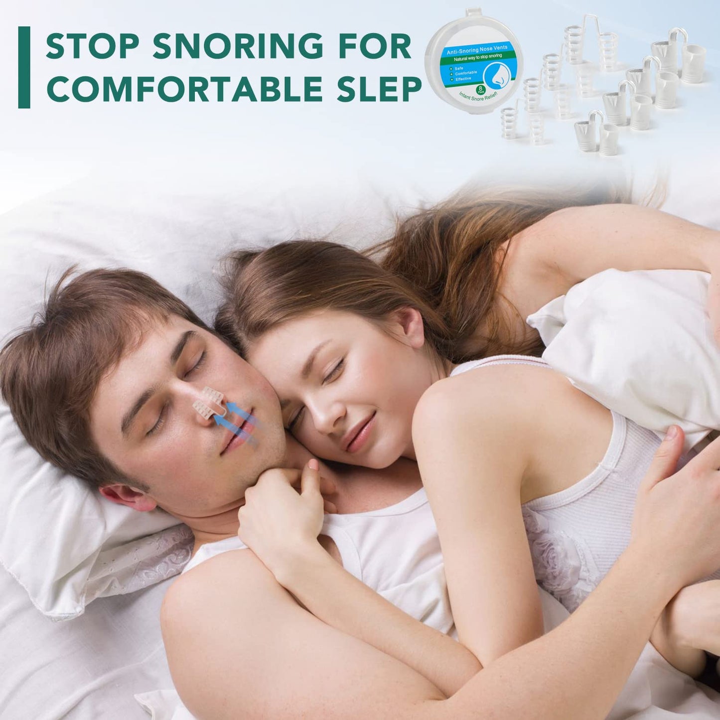 CINWAUVO Anti Snoring Nose Vent 8 Nasal Cones Nasal Dilator to Stop Snoring - Effective Snore Stopper Anti Snoring Devices Easy to Use Snoring Solution