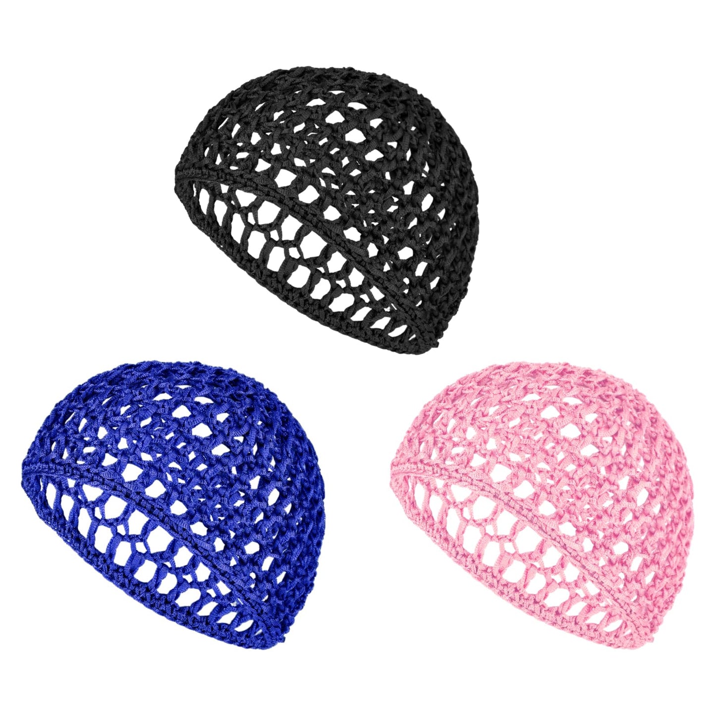 YUXIANLB 3 Pcs Hair Net Cap for Sleeping Breathable Mesh Wrap Elastic Crochet Snood Hair Protection for Night Shower Bath Makeup