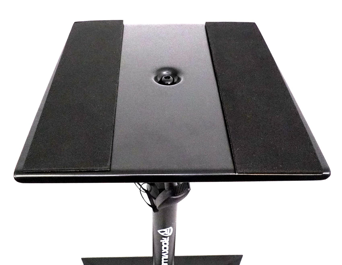 Rockville Rvsm1 Pair Of Near-Field Studio Monitor Stands, Adjustable Height 33-45In, Heavy-Duty Steel, Eva Foam Padding, Vibrati