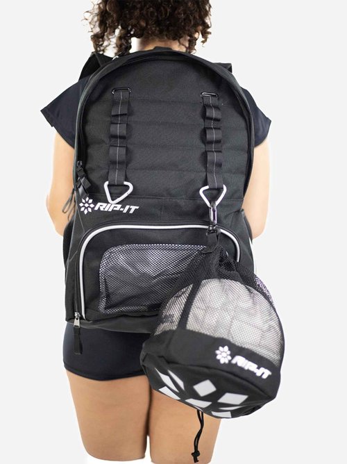 RIP-IT Women's Essentials Volleyball Backpack 2.0 - Mesh Ball Bag Included - Equipment Bag with Separate Shoe Compartment - Black