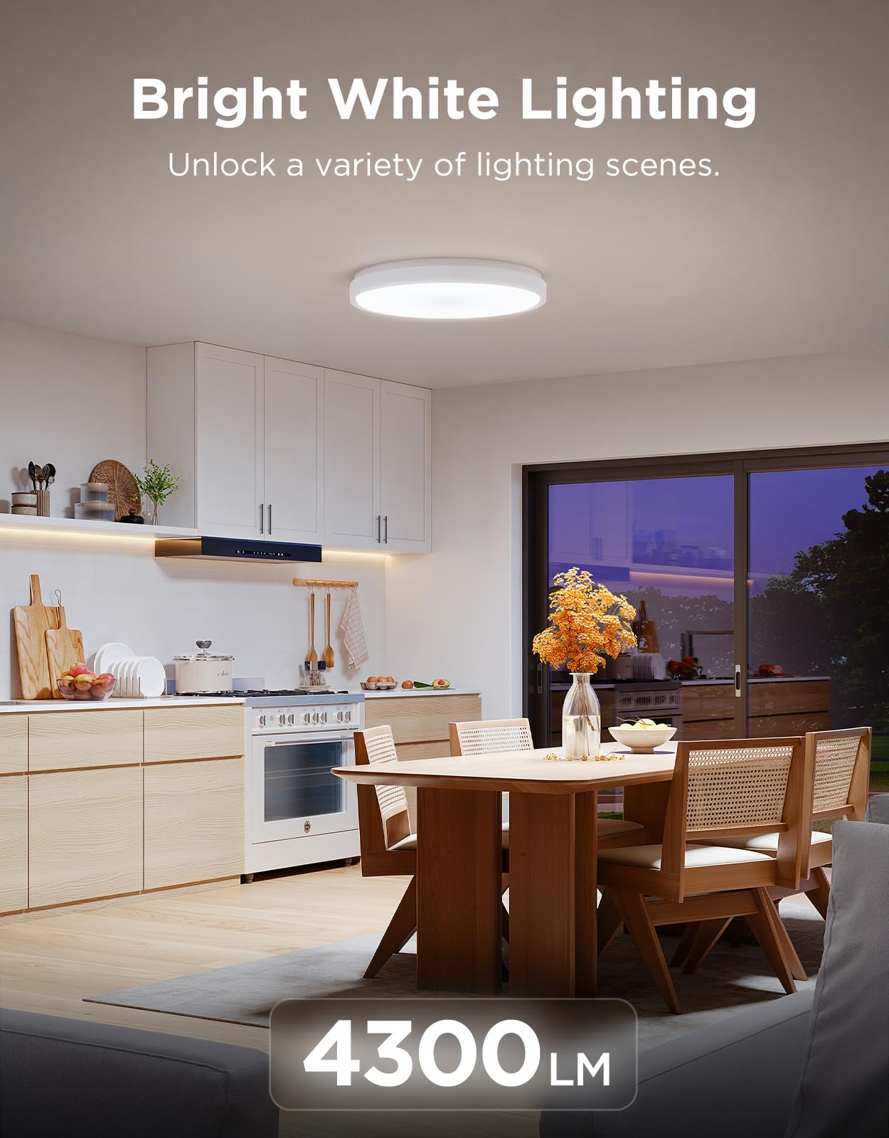 Govee Smart Ceiling Light 4300LM, RGBIC LED Ceiling Light Fixture Works with Matter, Flush Mount Light Fixture, DIY Colors, 2700K-6500K Ceiling Lights for Bedroom, Living Room, 15 Inch, 1 Pack