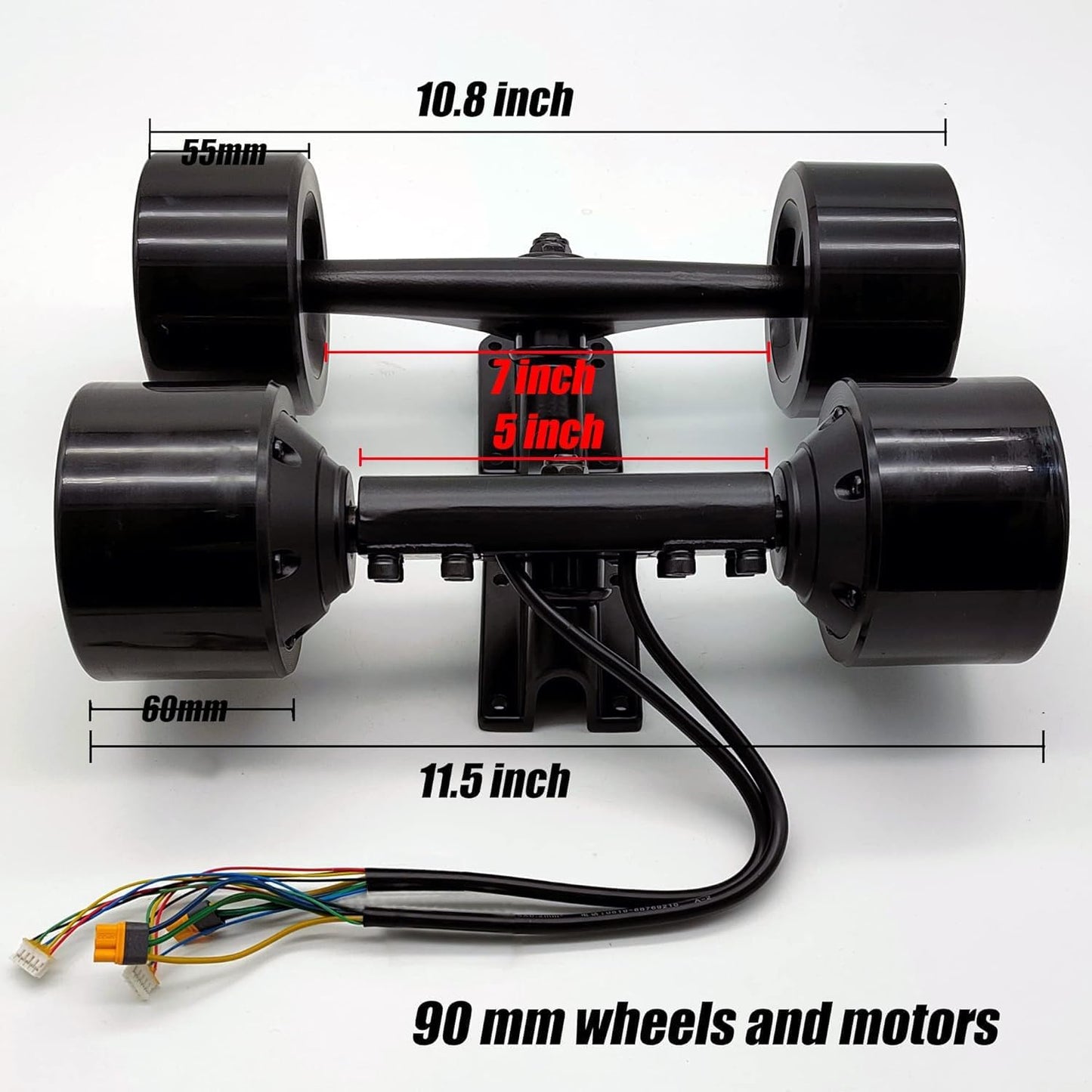 Dual Motor Set for Electric Skateboard 90mm Powered 10S 36V DIY Brushless Hub Motor Kit for Longboard Upgraded 77kv 300W 30 mph top Speed Skateboarding Equipment