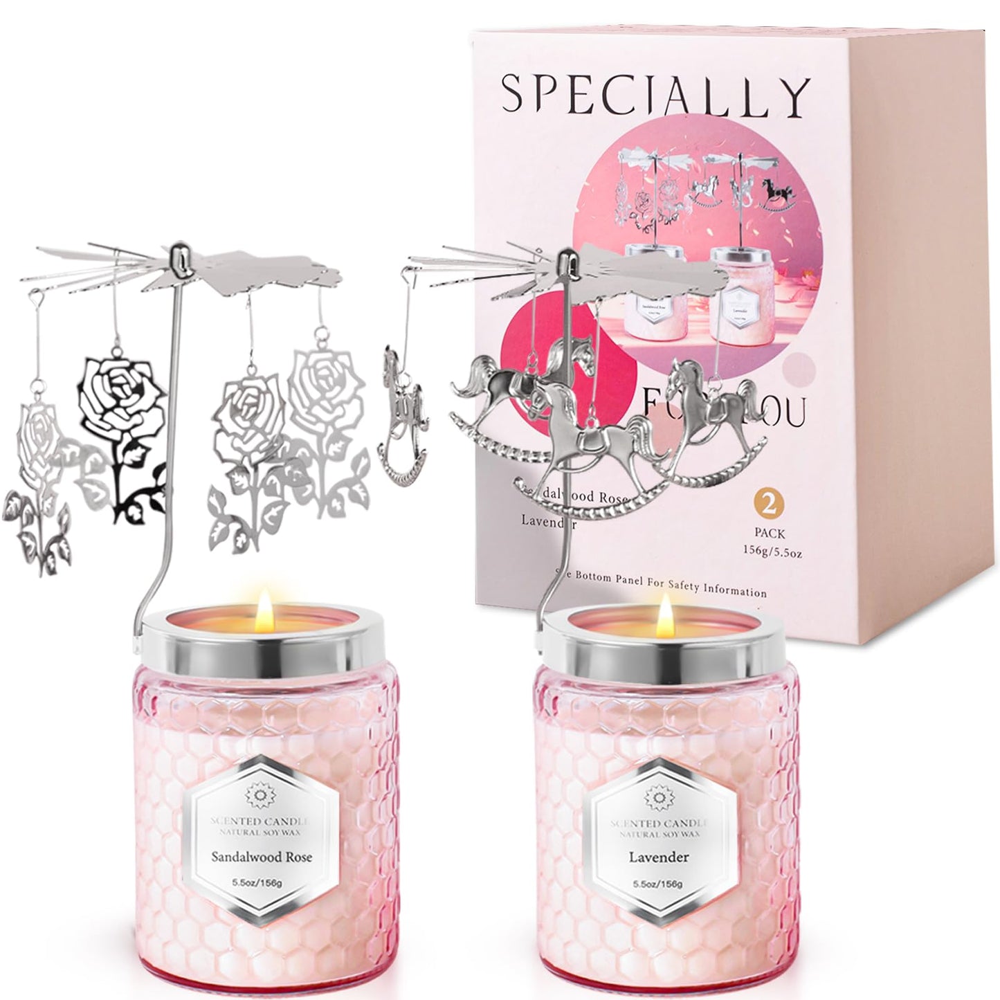 Gifts for Women, 5.5 oz * 2 Scented Candles, Birthday Gifts for Mom Daughter Sister Wife, Unique Gift for Women Rotatable Scented Candles Gift for Mother's Day，Anniversary