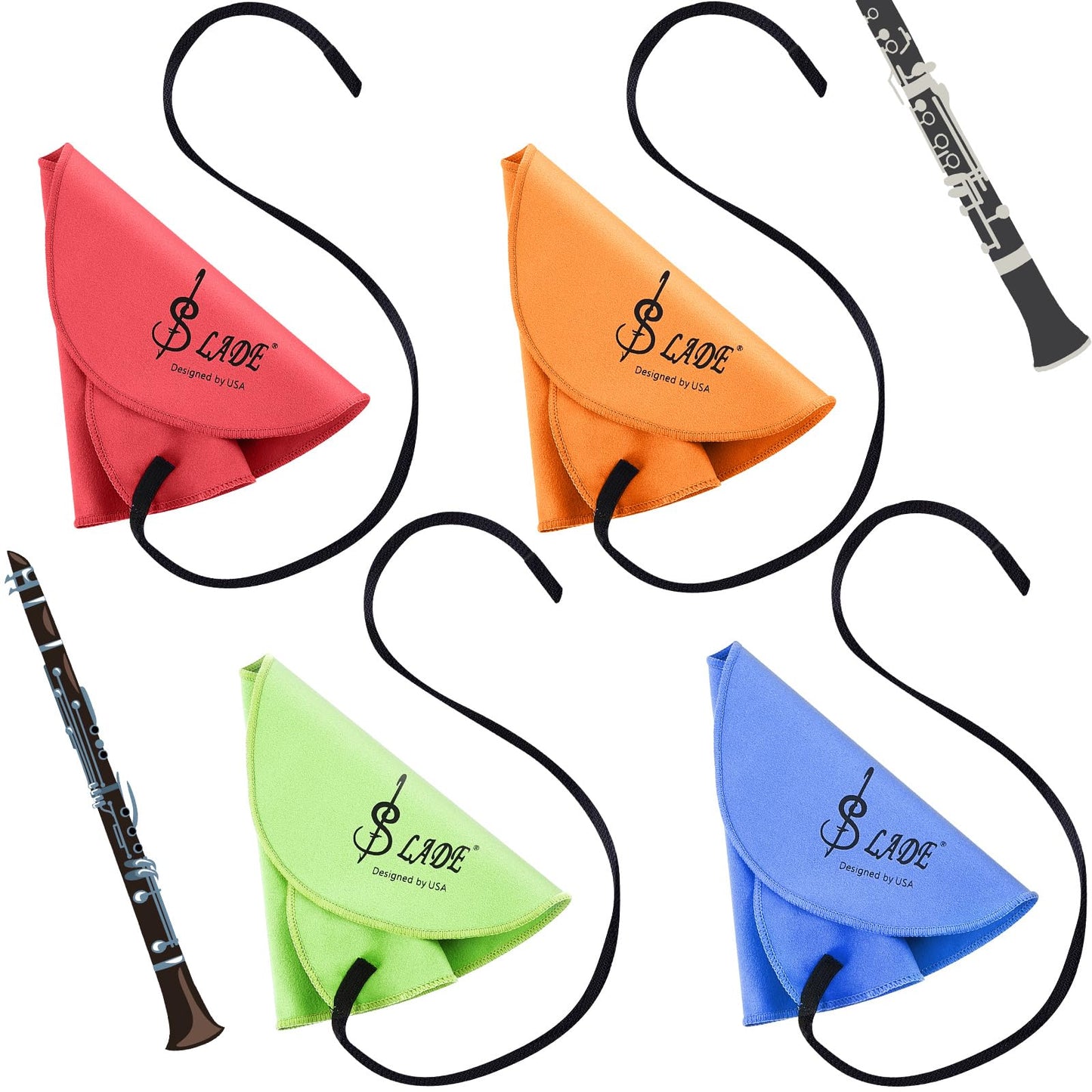 Yinder 4 Pcs Clarinet Swab Cloth Clarinet Cleaner Cleaning Cloth Swab for Inside Tube Suitable Piccolo Flute Sax Saxophone (Mult