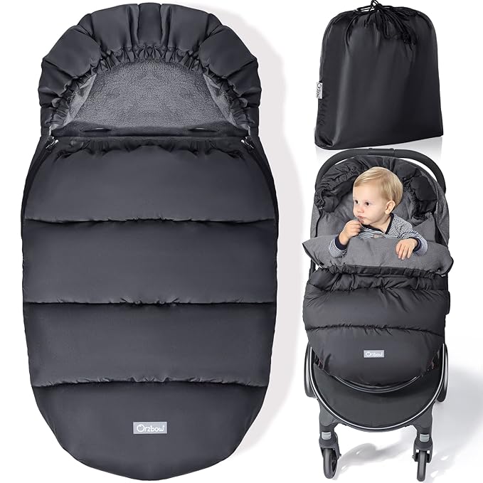 Orzbow Universal Stroller Footmuff, Winter Baby Stroller Bunting Bag, Warm Coral Fleece Stroller Sleeping Bag for Cold Wea...