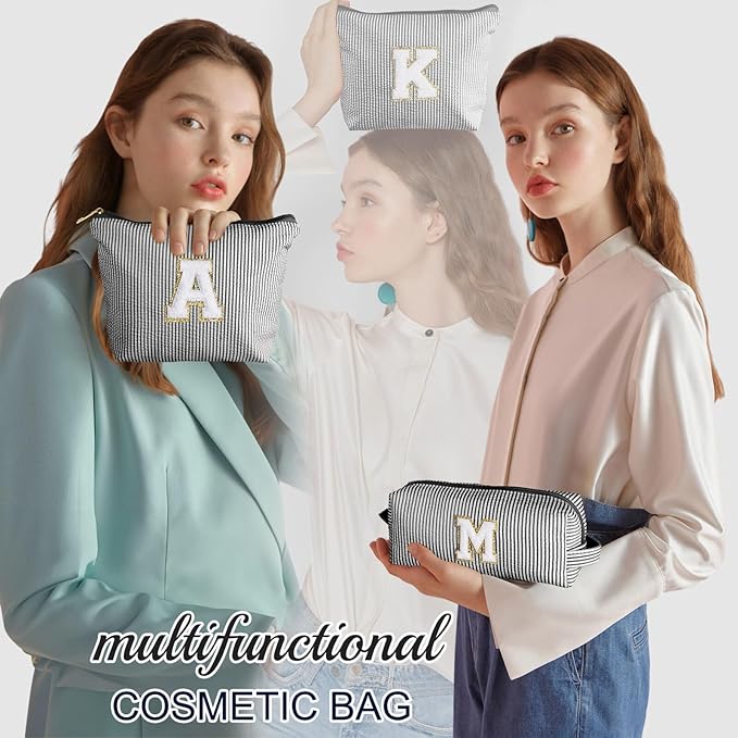YOOLIFE Mothers Day Gifts - Graduate Gifts for Her Personalized Best Friend Birthday Gifts for Women Her Sister Gifts from Sister Monogram Makeup Bag Cosmetic Bag Toiletry Pouch Make Up Case Black M
