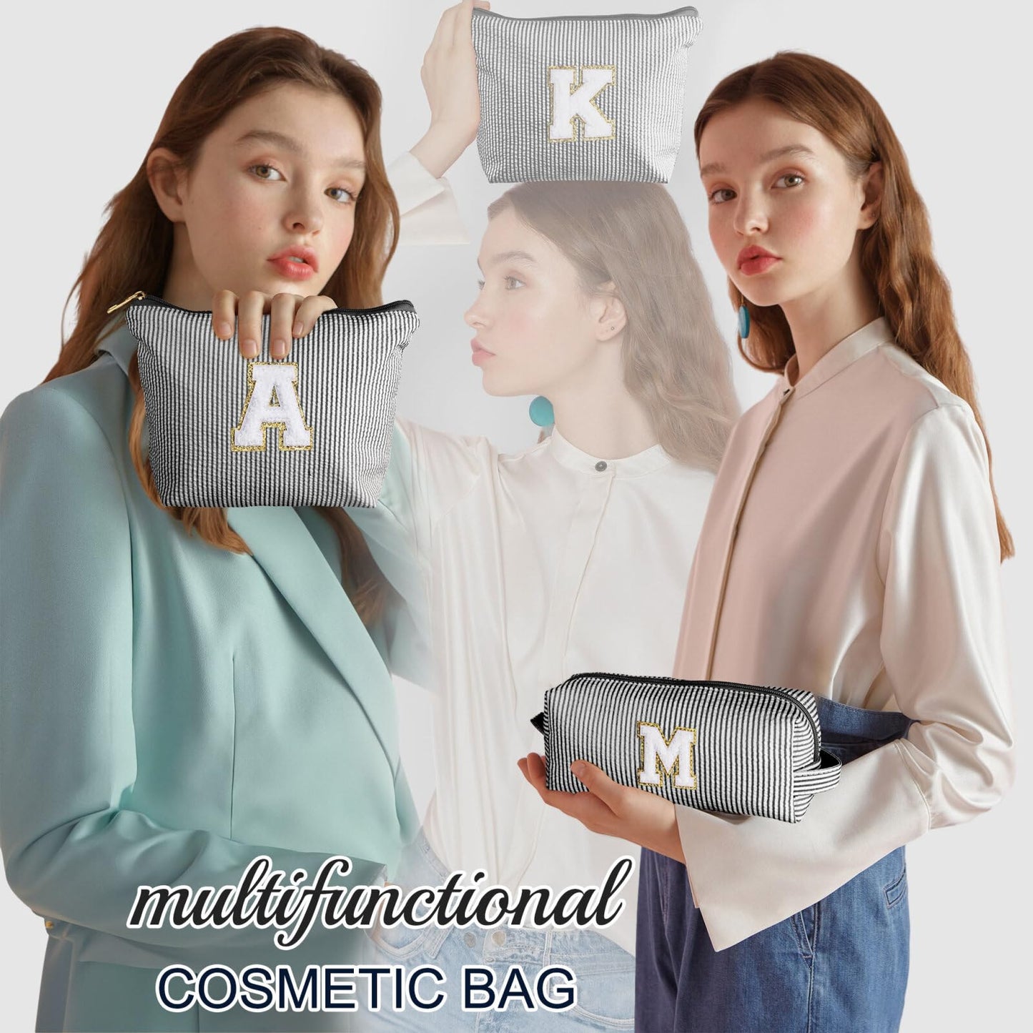 YOOLIFE Cute Makeup Bag for Women, Personalized Women Gifts Makeup Pouch for Girlfriend Bridesmaid Wife | Cosmetic Travel Toiletry Bag for Her Mom | Birthday Gift Idea for Friend Female Sister Black N