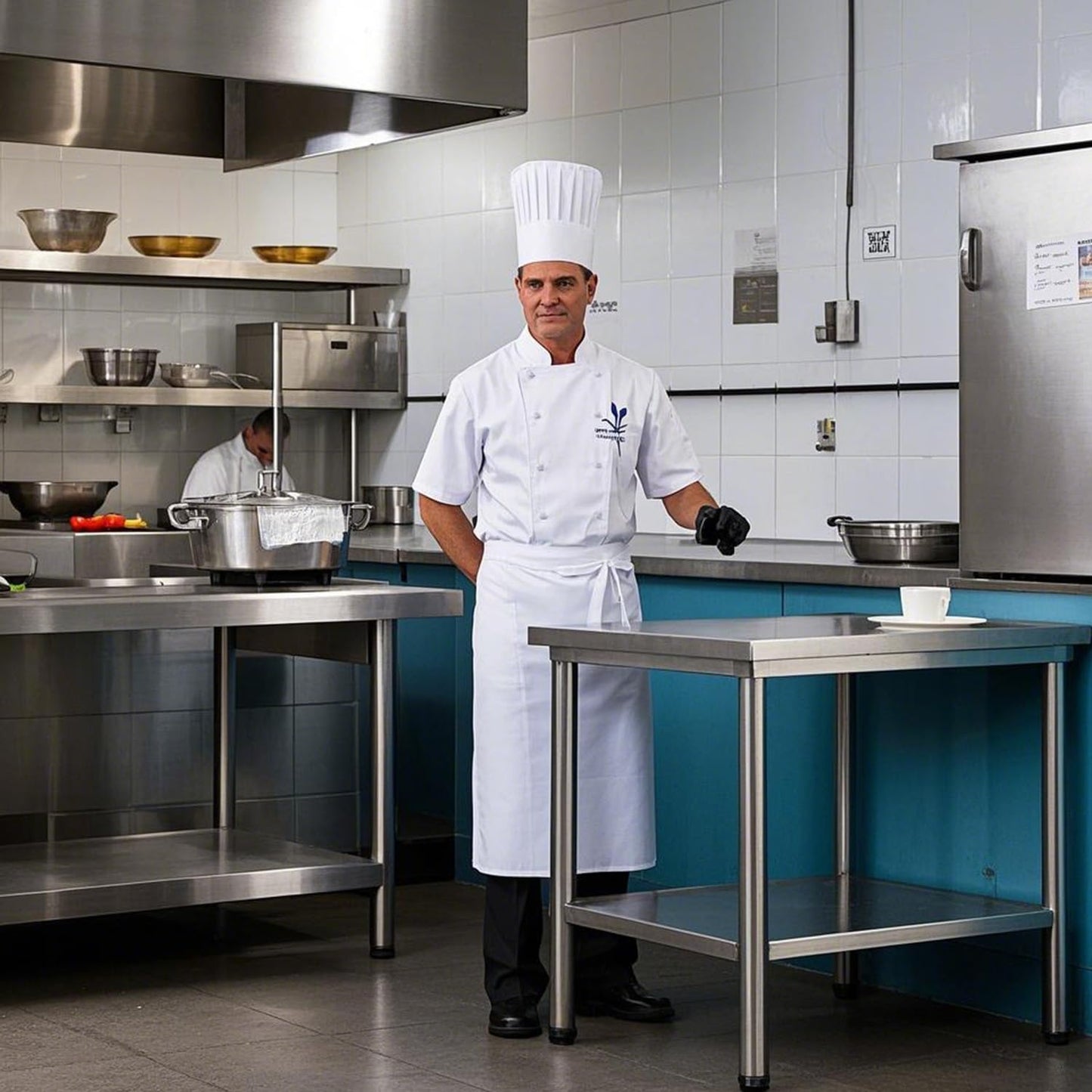 HXCFYP NSF Stainless Steel Table for Prep & Work with Caster 24x24 Inches, Metal Commercial Kitchen Table with Under Shelf and AdjustableTable Foot for Restaurant, Home and Hotel
