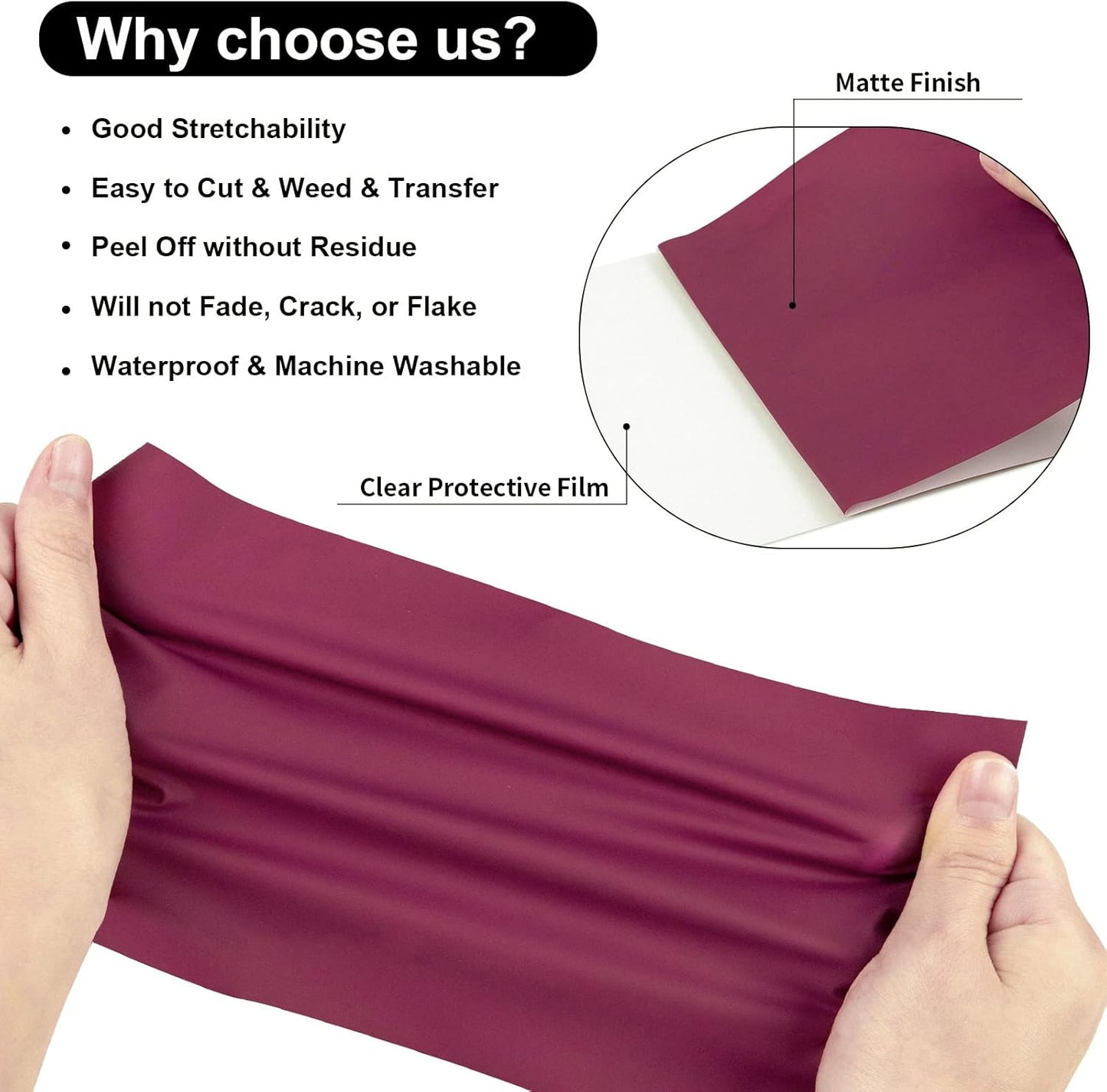 VINYL FROG Heat Transfer Vinyl Roll HTV Vinyl - 12" x5ft Maroon Iron on Vinyl for T-Shirts, Heat Press Vinyl for DIY Craft Designs (Maroon)