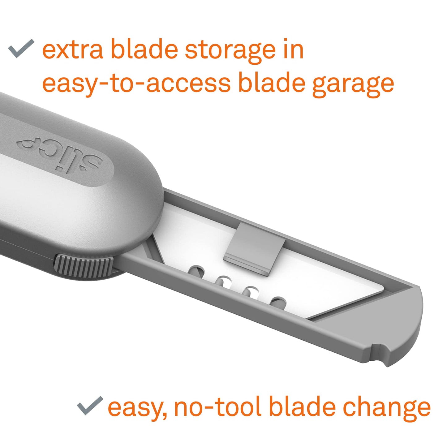 Metal-Handle Utility Knife, Finger Friendly Ceramic Blade, Auto Retracts for Safety, Heavy Metal Handle, Comfortable Grip, Stores Extra Blade, Ambidextrous, Easy Blade Change