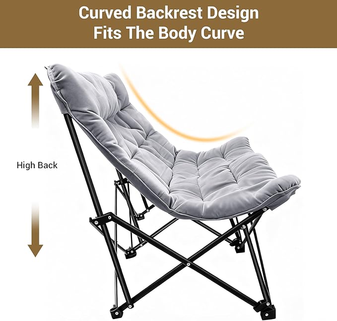 WTVIDAS Oversized Padded Double Camping Chair with High Back Heavy Duty Folding Comfy Chair Butterfly Chair for Adults Lawn Patio Outdoor