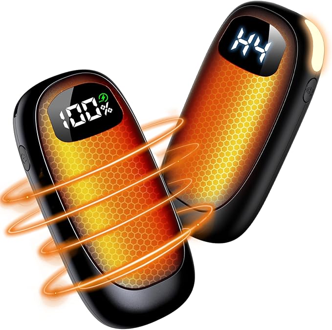 Hand Warmers Rechargeable-Electric Hand Warmers, Max 16 Hrs Warmth Up to 127℉, LED Display & Flashlight, Dual-Side Heating Portable Heater for Golf Hunting Camping for Men Women, Valentine's Day Gifts
