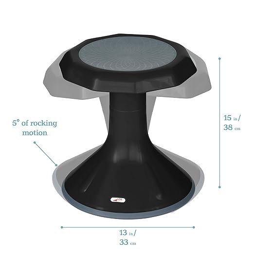 ECR4Kids ACE Active Core Engagement Wobble Stool, 15-Inch Seat Height, Flexible Seating, Black