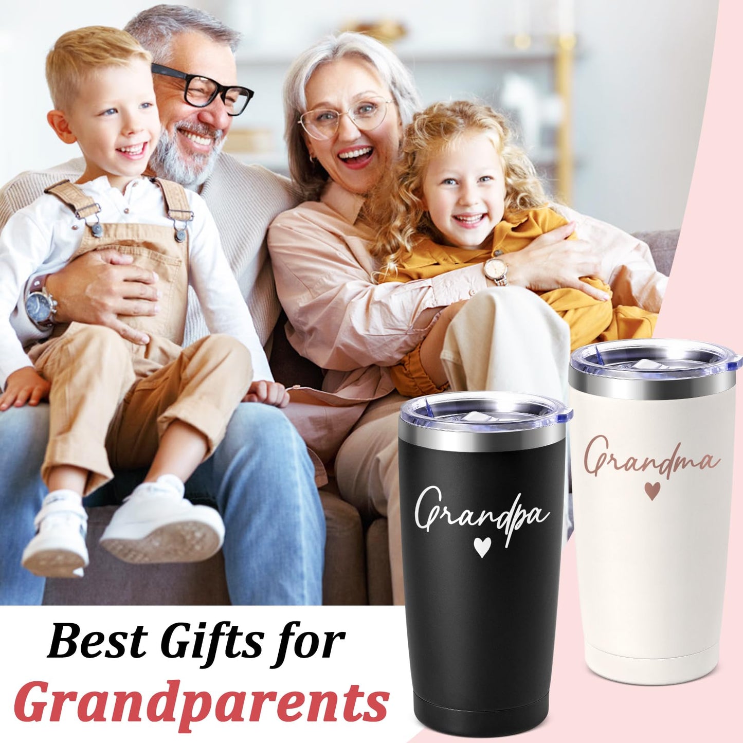Lifecapido Gifts for Grandparents, Grandparents Gifts, Grandma Grandpa 20oz Tumbler Set, Grandma Grandpa Gift, Grandparent Christmas Birthday Mothers Day Gift for Grandparent