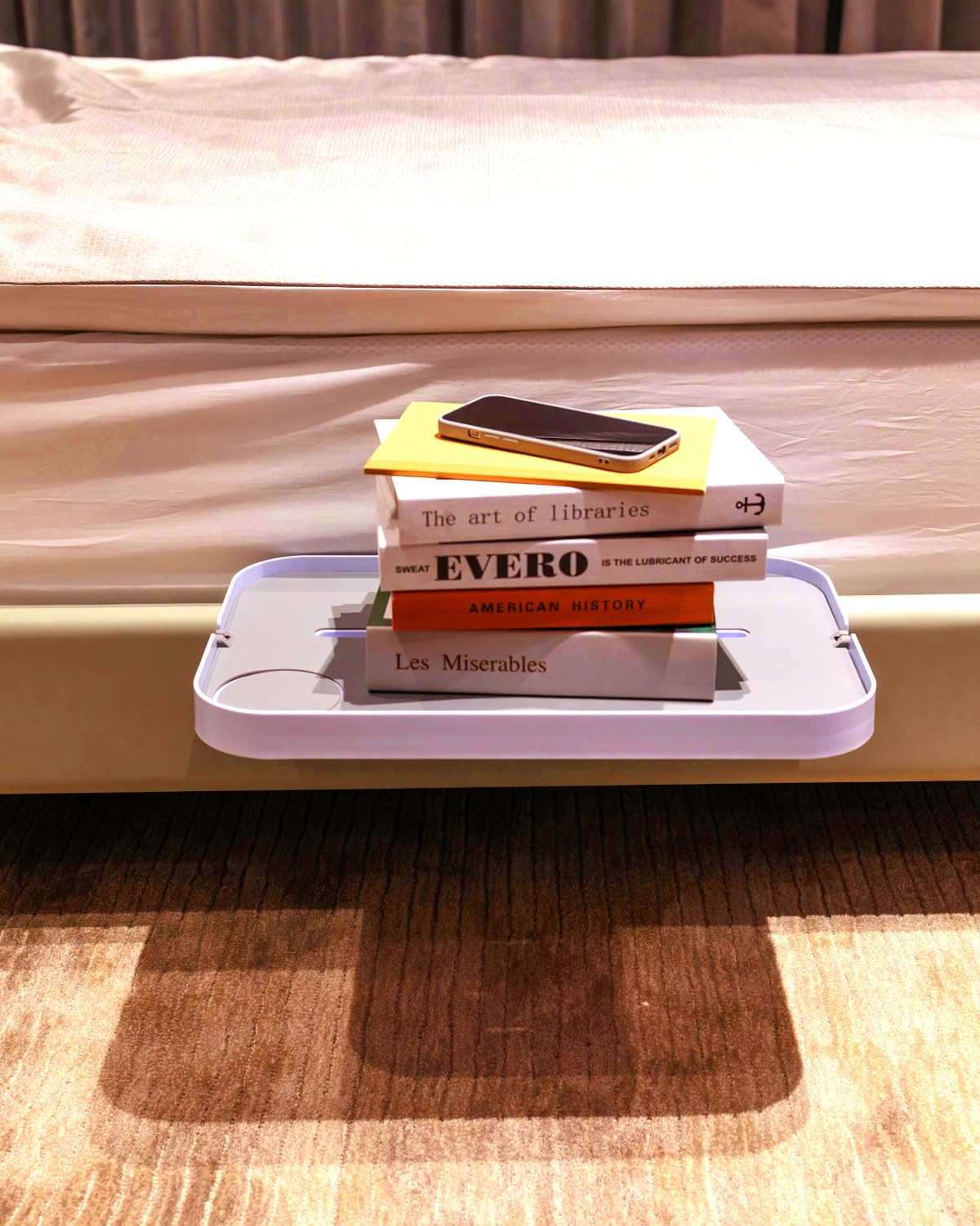 KIWIFOTOS Bedside Shelf for Bedside Storage Rack Removable Tray Bedside Table Nightstand Shelf for Bed Mattress (Insert into Mattress/L Shape)