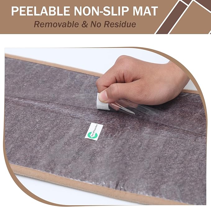 Stair Treads Non Slip, 15 Pack 8" X 30" Beige Stair Runners for Wooden Steps Non Slip with Reusable TPE Adhesive Backing, Carpet Stair Treads for Kids Elders and Pets, Machine Washable, Anti-Fall
