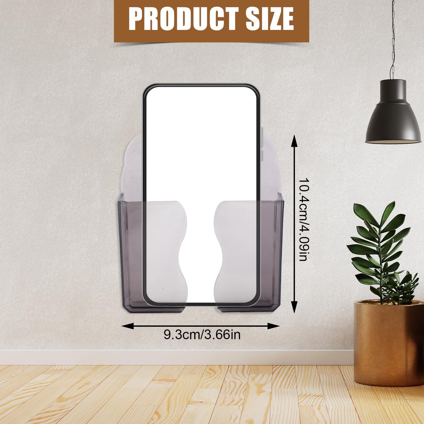 2Pcs Wall Mount Phone Holders, Clear Plastic Self Adhesive With Charging Hole Shelf Stand, Bedside Smartphone Stand Cradle, Cell