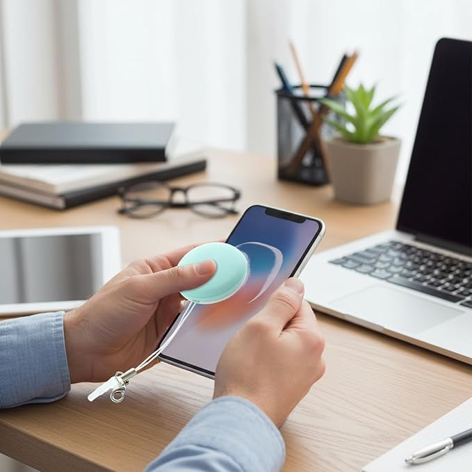 Electronic Screen Cleaner - Glass Cleaning Pendant Ball, Microfiber Wipe Accessory, Portable Non-Scratch System, Fingerprint Smudge Removal, Smartphone Tablet TV Monitor, Small Blue