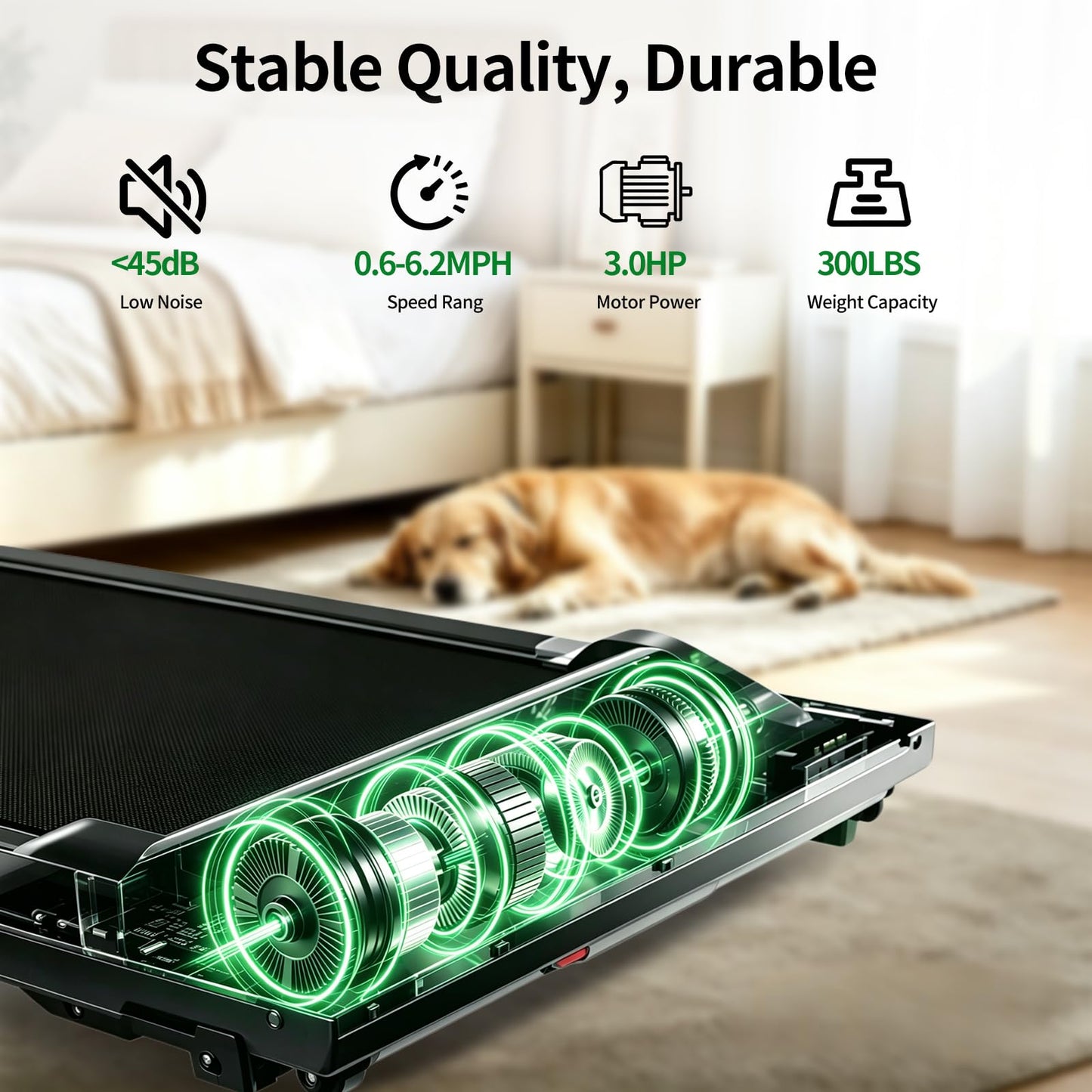 Walking Pad Treadmill for Home, with Handle Bar and Adjustable Incline, Quiet Anti-Slip Portable Foldable Under Desk Treadmill, LED Monitor & Safety Key, 40"x16" Spacious Running Belt