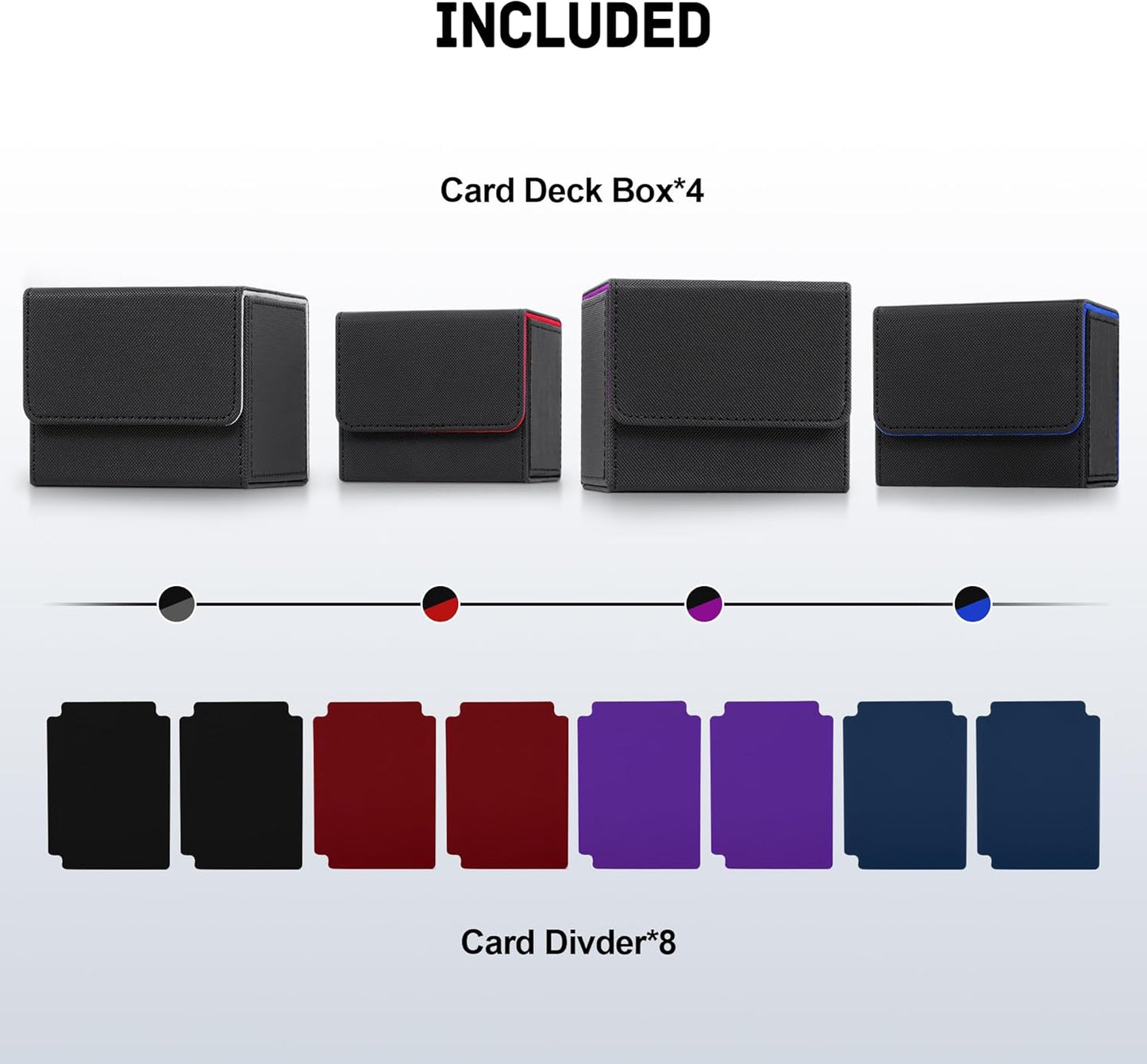 ZLCA Card Deck Box for Trading Cards, MTG Commander Deck Box Holds 120+ Single Sleeved, Leather Magnetic Card Storage Case Fits for TCG CCG Magic(Black Set)