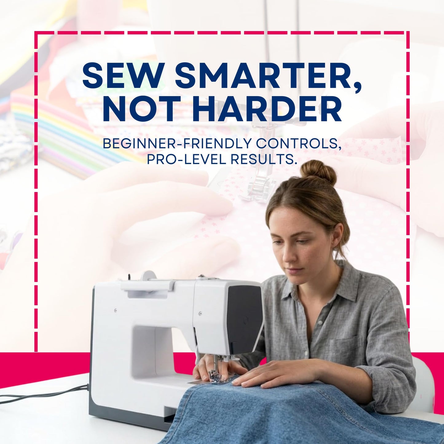 Bernette B37 Computerized Sewing Machine with 50 Stitches, LCD Display, 7mm Stitch Width Includes TopStitch Carrying Tote Bag