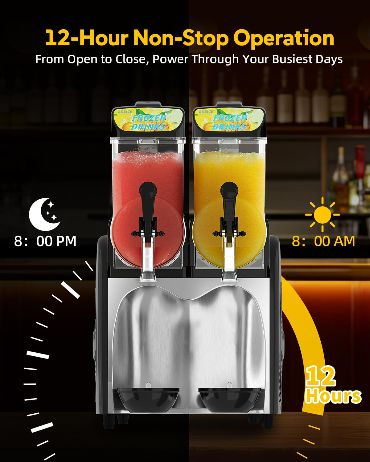 30L Commercial Slushie Machine, 2 Tank Margarita Machine, 80 Grande Cups Slushy Machine with Auto Clean, 8 Gal LED Frozen Drink Machine for Business, Mobile Bar, Party, Restaurant, 800W Fast Cooling