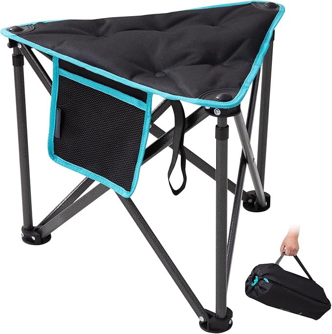 FUNDANGO Folding Tripod Stool, Lightweight Portable Fishing Chair with Thick Padded Seat, 440 Lbs Heavy Duty Outdoor Campi...