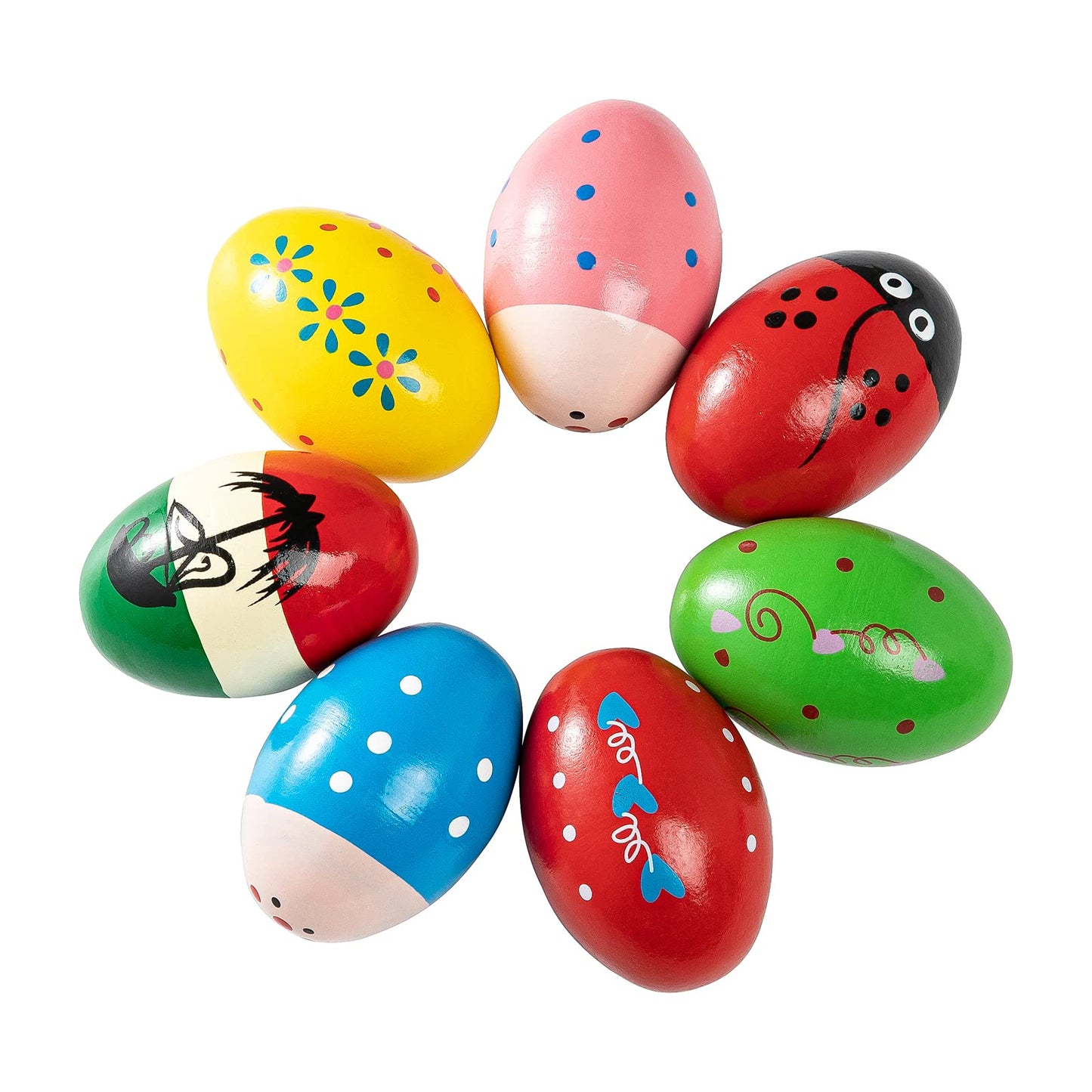 Musfunny Egg Shakers Set 7Pcs Wooden Hand Percussion Shakers Musical Maracas Instrument For Kids Musical Education Party Classro