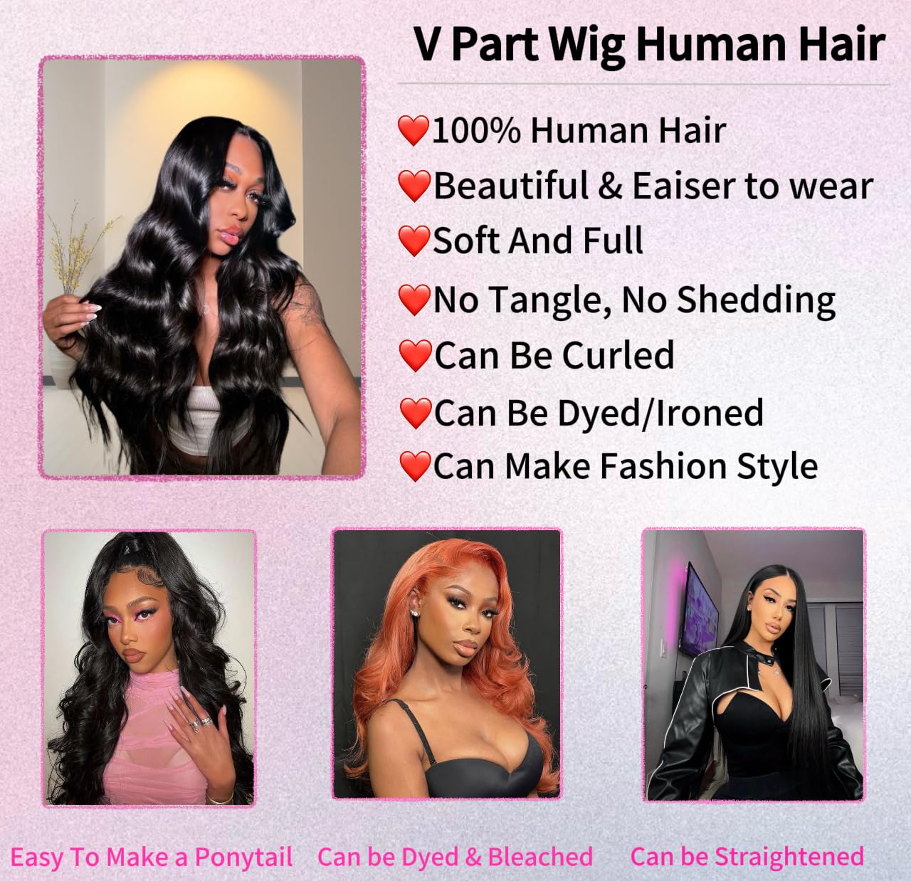 XSSXAKO V Part Wig Human Hair Body Wave Upgrade Human Hair Clip in Wigs No Glue No Sew In Beginner Friendly Natural Color(18inch