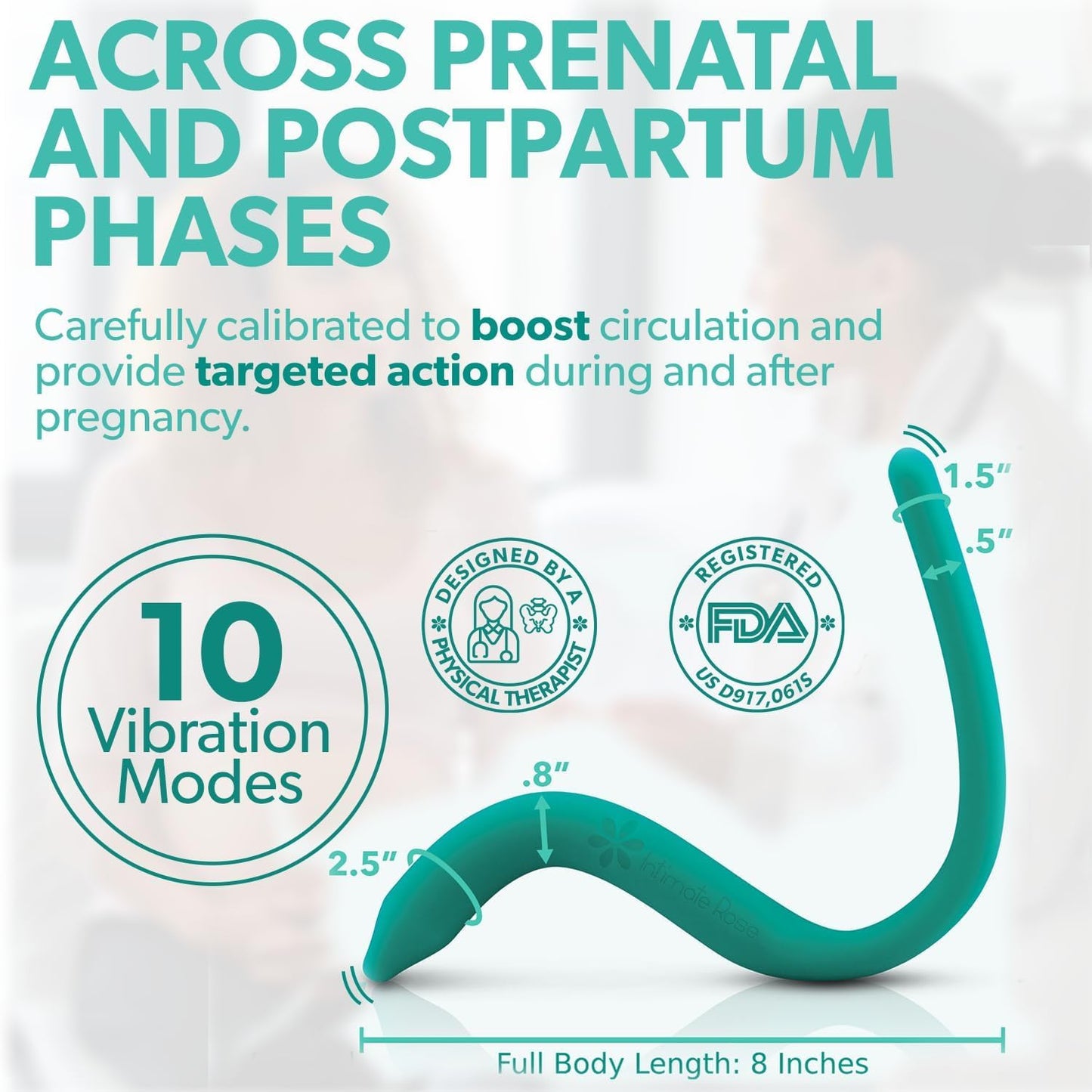 Perineal Massage Tool with 10 Vibration Modes: Designed for Labor and Delivery Essentials - Used During Pregnancy, Labor Prep, Third Trimester, and Postpartum - A Maternity Must Have by Intimate Rose