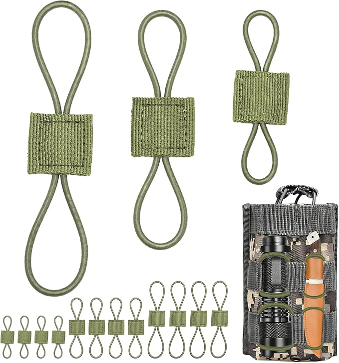 ManTangSun 15PCS Tactical Bag Molle Attachment,3 Sizes Elastic Molle Webbing Binding Ribbons, Molle Backpack Attachments f...