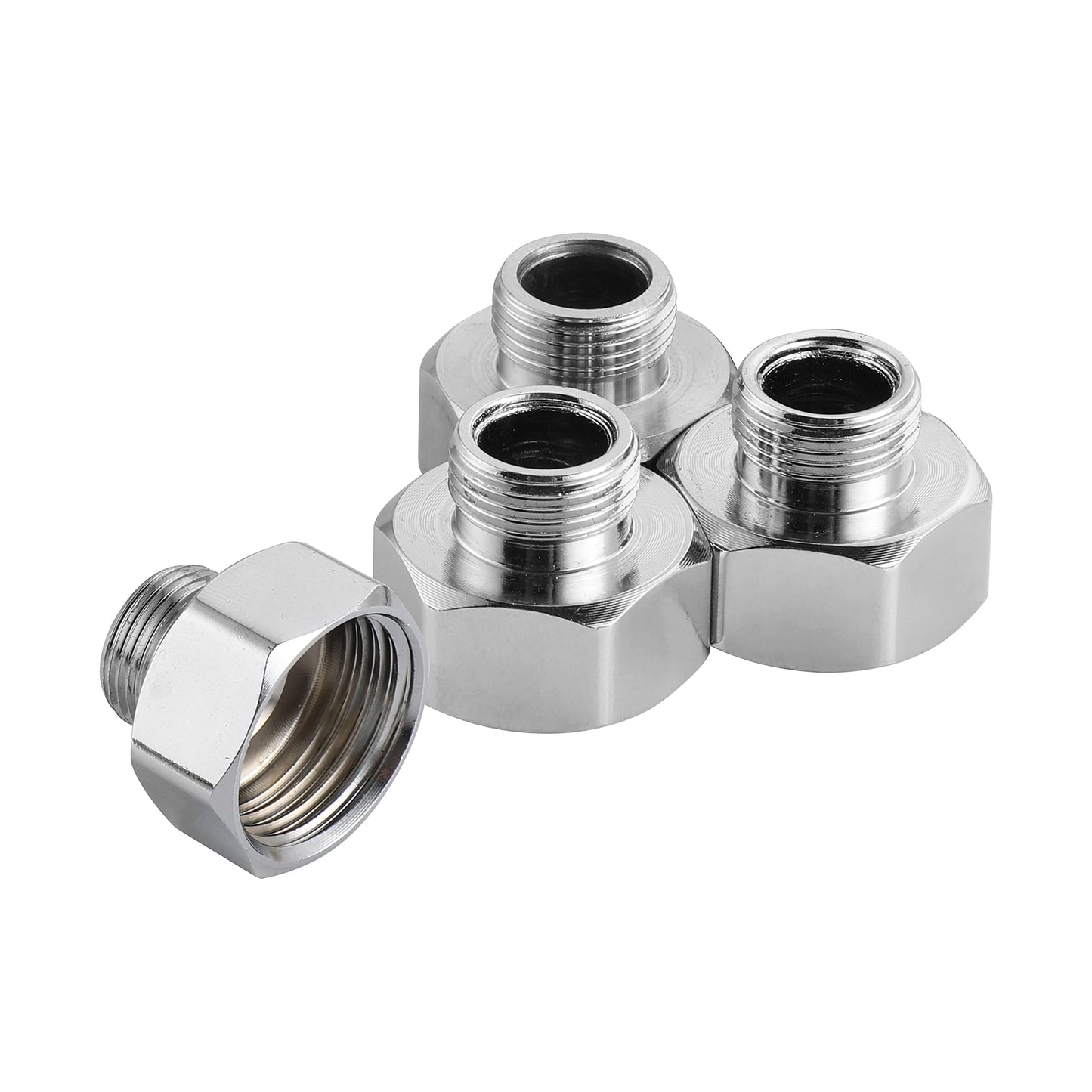 Water Line Adapter, 4 PCS Pipe Fittings in 1/2" Female to 3/8" Male Reducer Adapter, Compression Fitting for Kitchen Bathroom Faucet Supply Hose, Stop Valve Pipe Connector With Rubber Washer