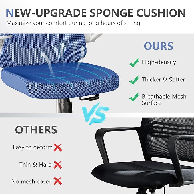 balmstar Office Chair,Ergonomic Comfy Home Desk Chair with 350LBS Capacity,High Back Gaming Chair with Wheels,Mesh Computer Chair,Lumbar Support, Adjustable Headrest,Flip-up Armrest