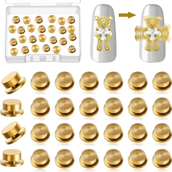 Leelosp 30 Pieces Spinning Nail Charms Nail Art Rotating Charm Bearing Art Tool Rings Jewelry Rotating Tools 3D for Women Girls Crafting Jewelry Accessories