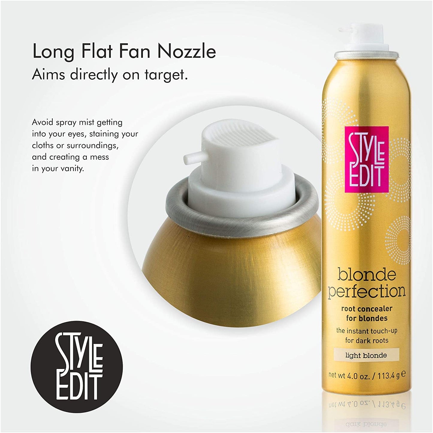 STYLE EDIT LIGHT BLONDE Root Concealer Touch Up Spray | Instantly Covers Grey Roots | Professional Salon Quality Cover Up Hair P