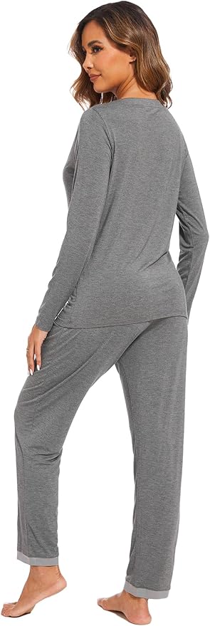 GYS Viscose from Bamboo Women's Pajama Sets Super Soft Long Sleeve Sleepwear Comfy Winter Pjs Sets S-4X