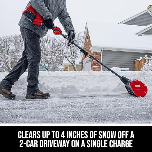SKIL PWR CORE 40 Brushless 40V 12 in. Power Head Snow Shovel Kit, 20'ft Throwing Distance, Includes 4.0Ah Battery and Charger - PSS1200C-10, Red