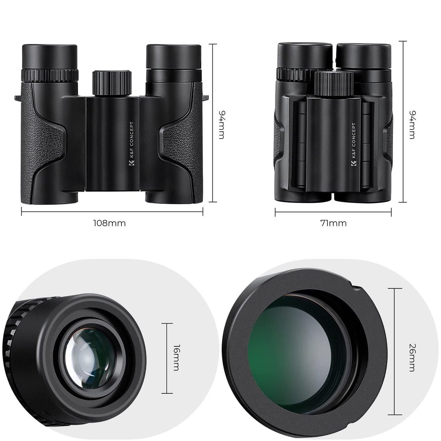 K&F Concept 8X21 Compact Binoculars For Kids And Adults, With Bak4 Prism, Fmc Lens, Ip65 Waterproof & Neck Strap For Bird Watchi
