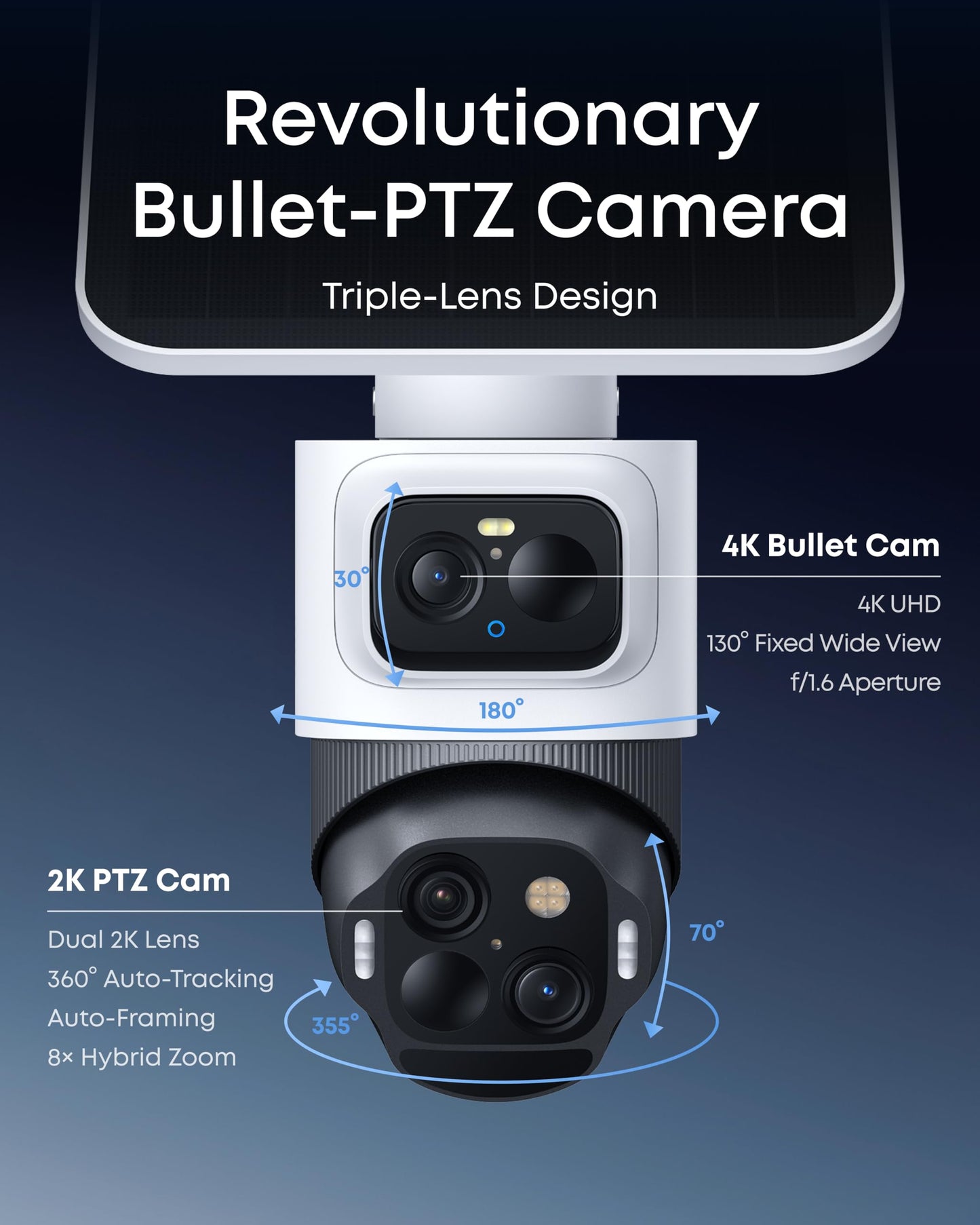 eufy Security eufyCam S4 4-Cam Kit with Video Doorbell E340, 4K Solar Camera Wireless Outdoor, 3-Lens PTZ Cam, 360° View, Whole-Home Coverage, AI Recognition, 8X Zoom, No Monthly Fee, Local Storage