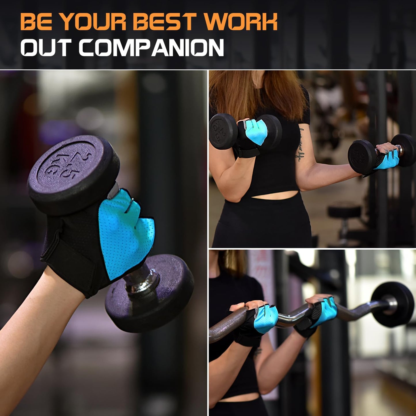 Sunnex Gym Gloves - Fingerless, Breathable Workout Gloves for Weightlifting, Sports & Training