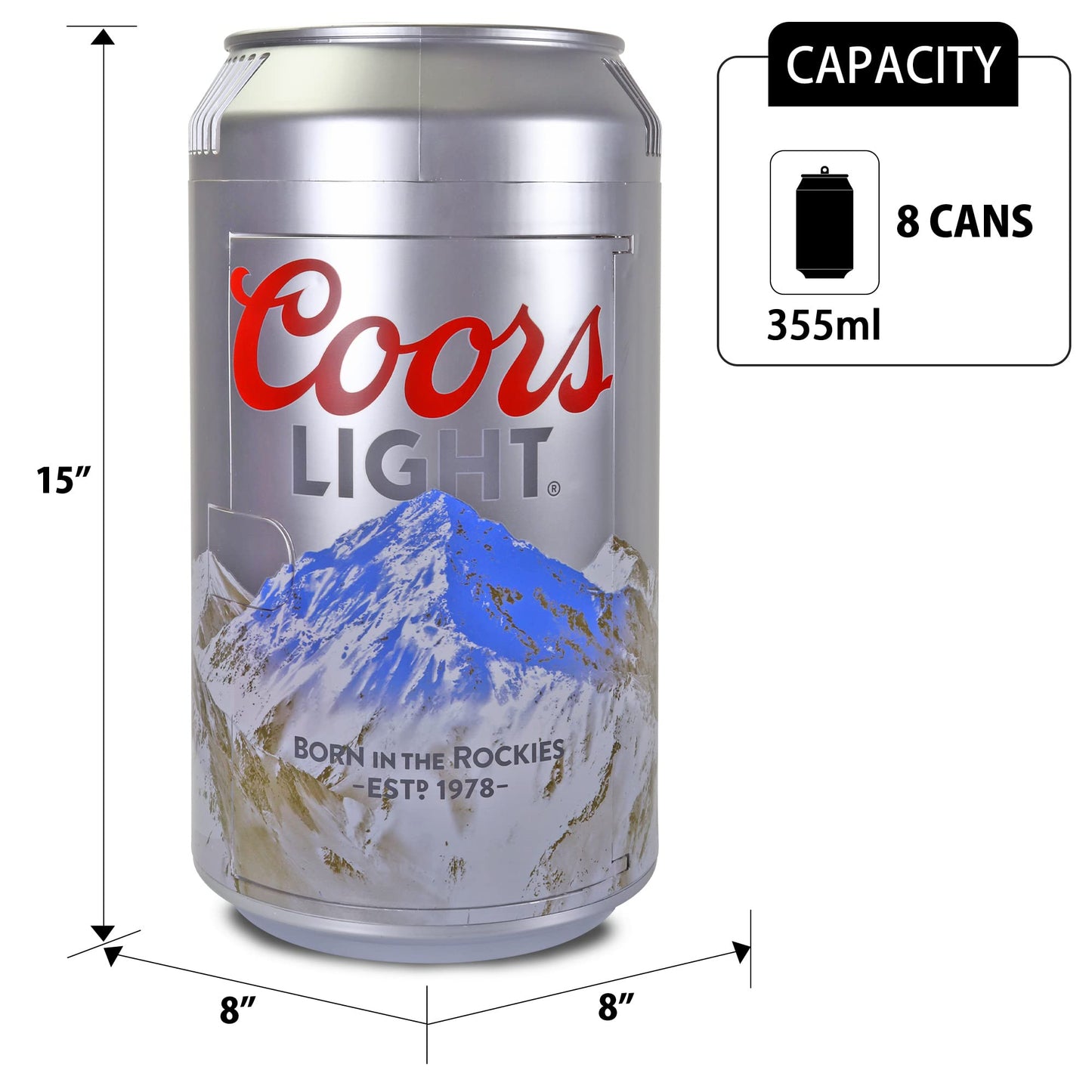 Koolatron Coors Light Mini Fridge - Refrigerator for Bedroom Office, Portable Table Top Beverage Cooler, 12V 110V Refrigerador For Drinks, Soda, Wines, Use In Car, Dorm, Outdoor, 8 Can