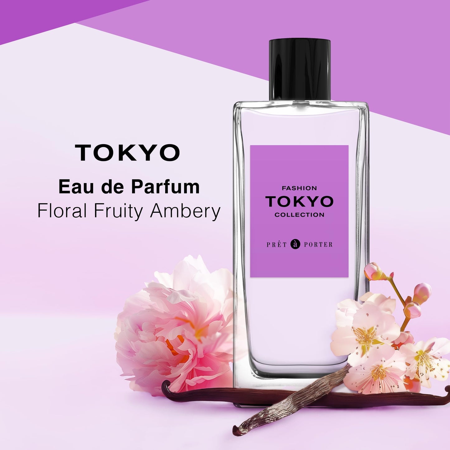 Pret à Porter City Collection Tokyo Eau de Parfum 3.4 fl oz (Pack of 1), Notes of Cherry Blossom, Peony, and Amber, Women's Fragrance, Long Lasting, Everyday Fragrance, Travel Size