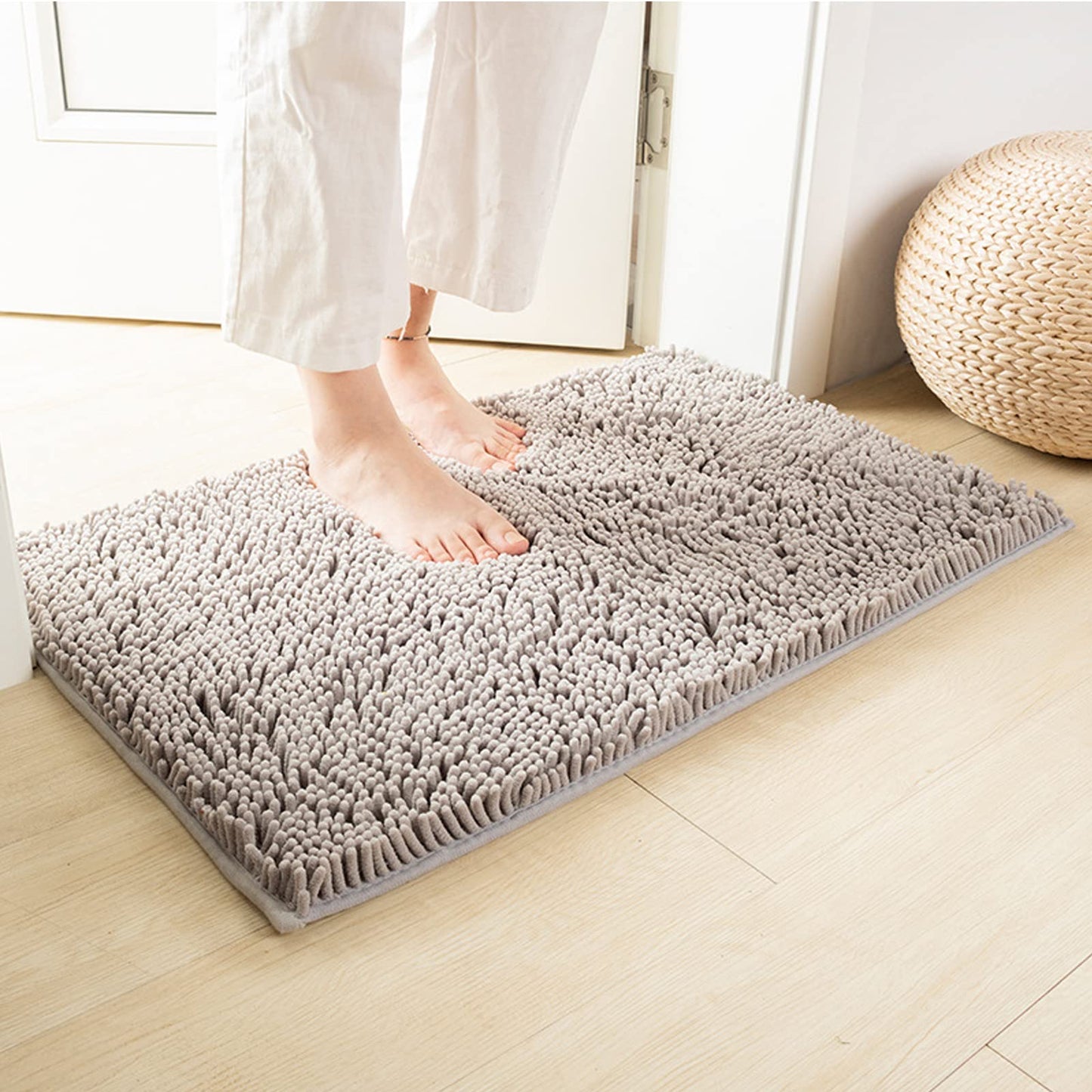 Bathroom Rugs Sets 4 Piece with Toilet Lid Cover, Non Slip Bathroom Mats Extra Soft Chenille Bath Rugs Absorbent Shaggy Rugs Perfect Plush Mats U-Shaped Toilet Rug and Toilet Cover Kitchen,Home Decor