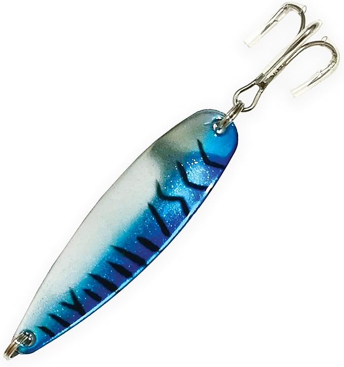 Crocodile Spoons Fishing Lures 2oz,12 Pcs Blue Mackerel Chrome Finish with Treble Hooks for Saltwater & Freshwater Fishin...