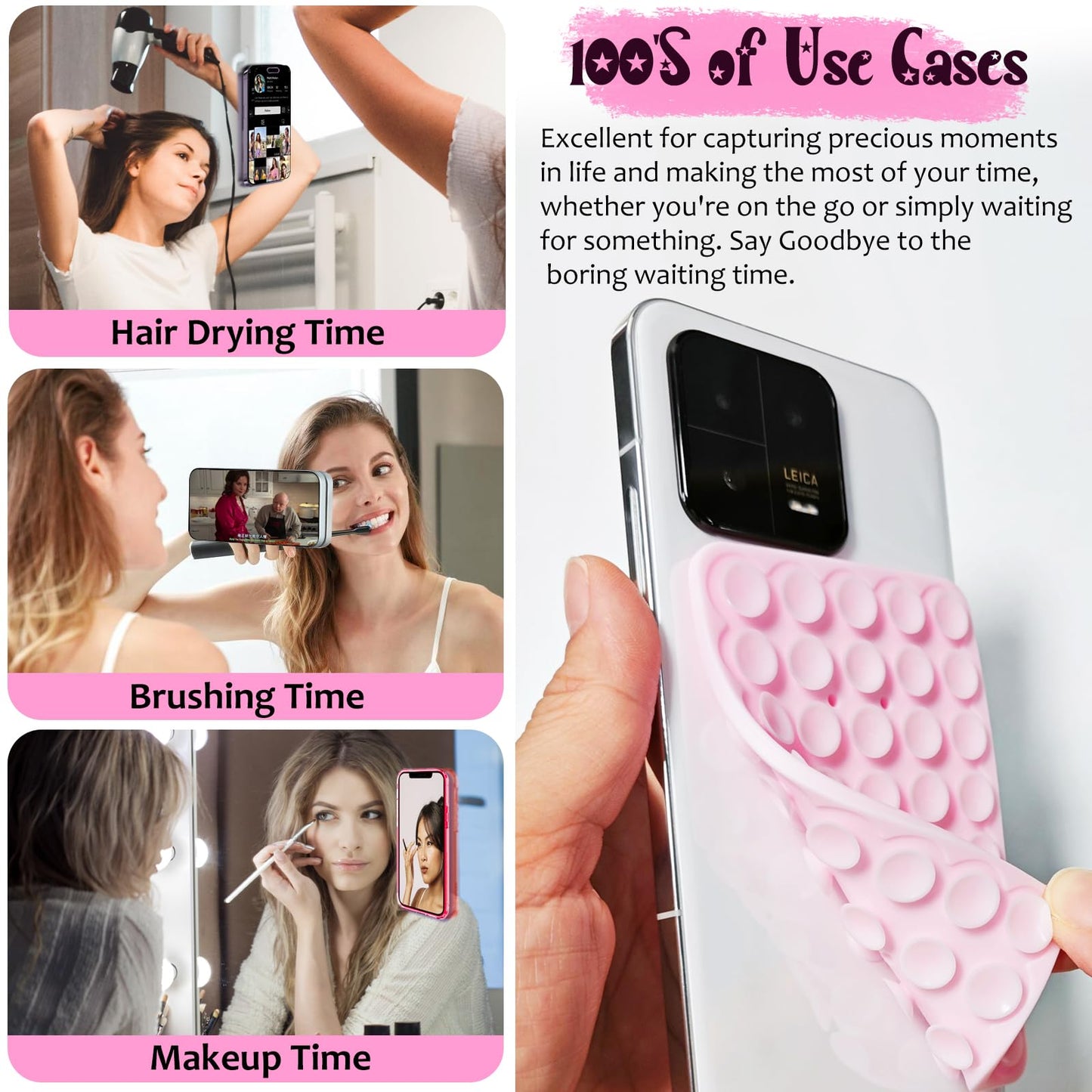 Azxyi 2 Pack Silicone Suction Cup Phone Case Mount Double Sided, Non Slip Phone Accessories For Cellphone, Hands-Free Strong Gri