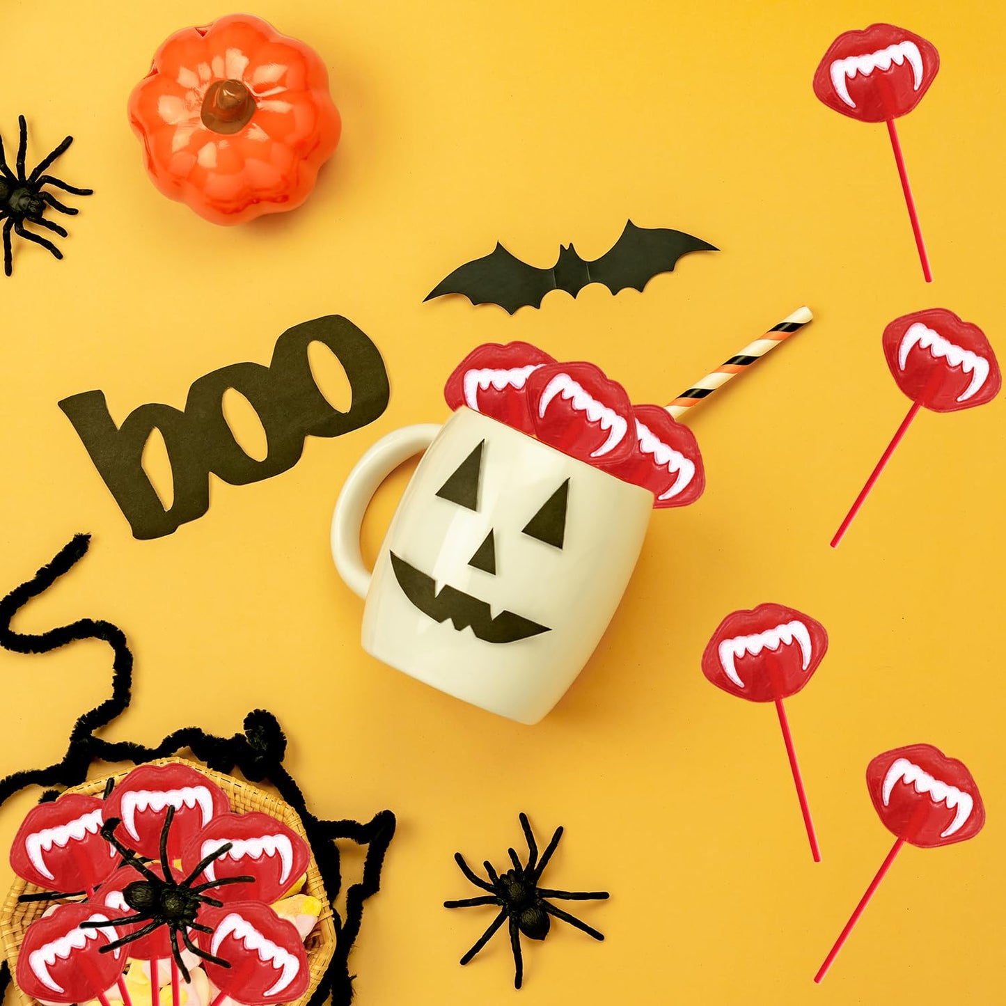 Fruidles Halloween Vampires Fangs Tattoo Lollipop Suckers Candy, Great for Goody Party Bag Fillers, Individually Wrapped (Half-Pound)