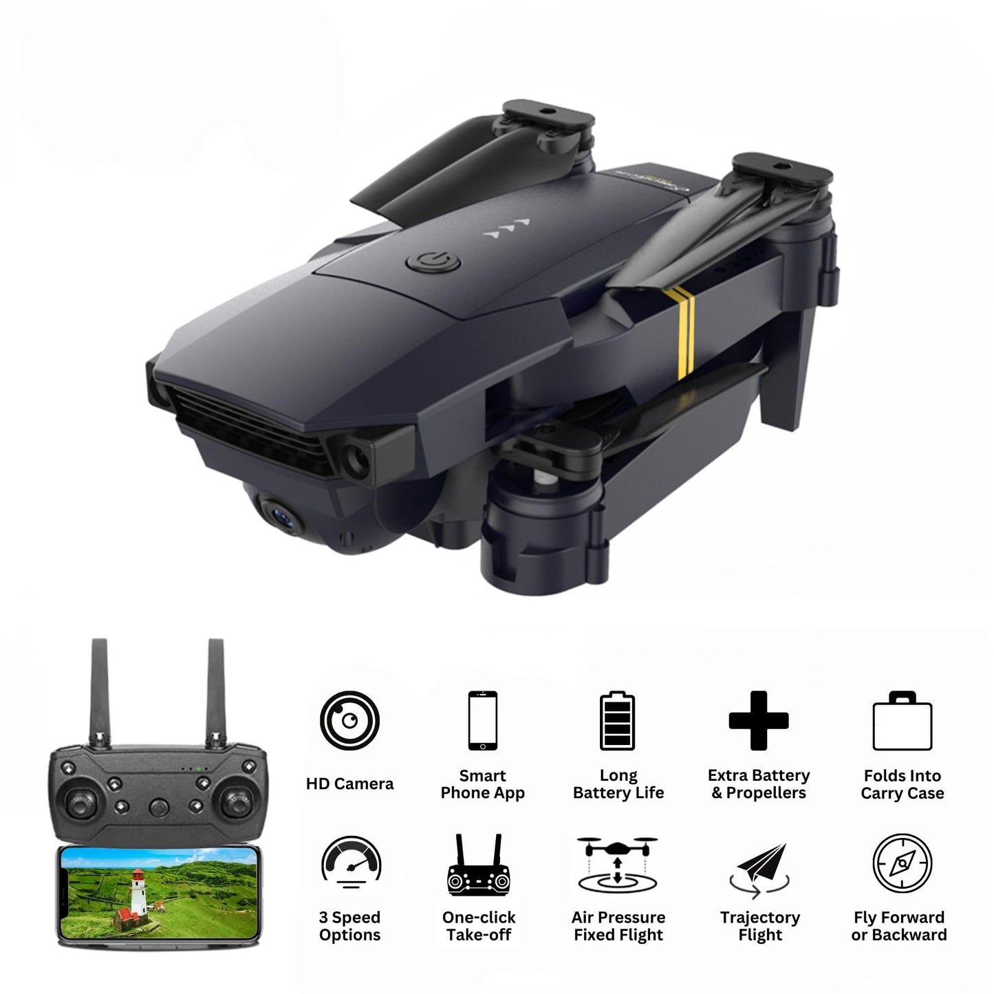 Falcon 4K Drone with Camera | Quadcopter for Kids and Adults, Beginner to Pro, Xtreme Pro Cam 4K Action Camera - Ultra HD Waterproof Camera with Wi-Fi, 170 Wide Angle