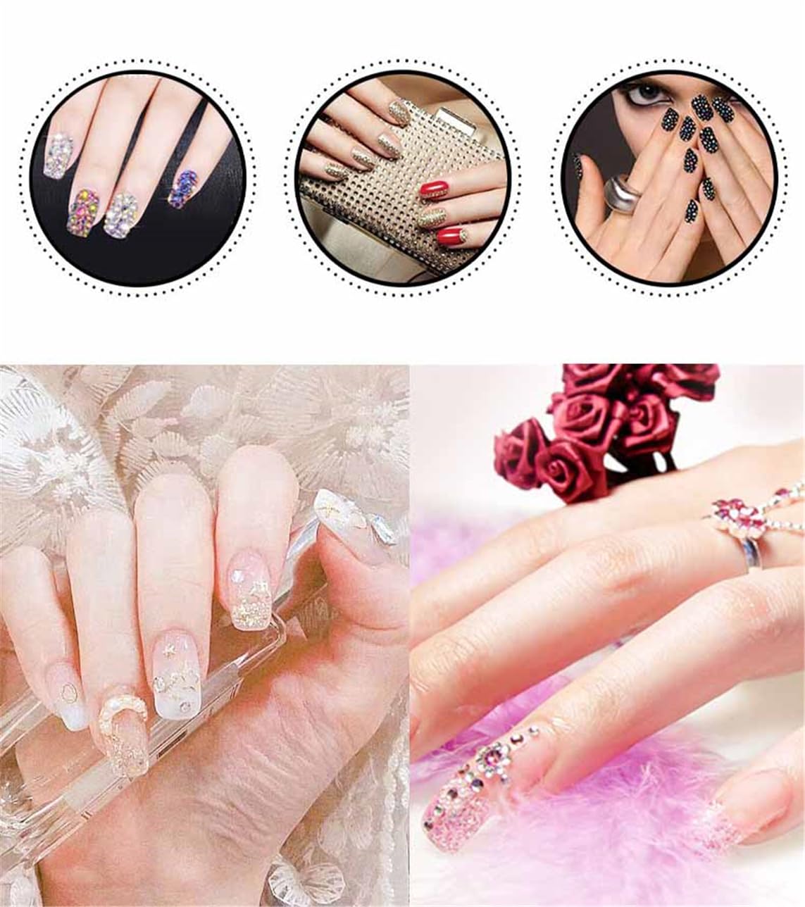 4500 Pcs SS6 2mm Flatback Rhinestones for Nails Art Crafts Glitter Round Gems Crystals DIY Clothes Shoes(Black)