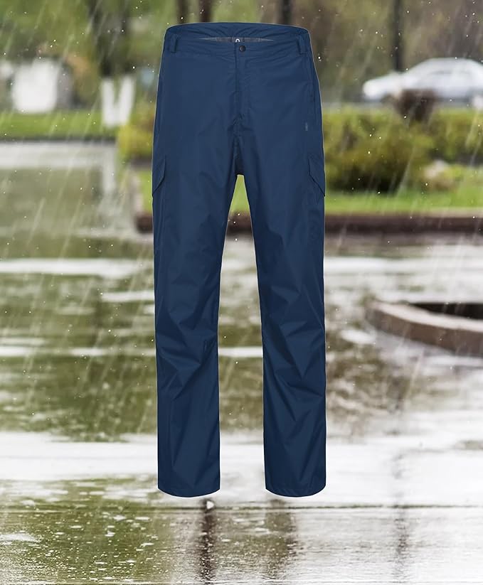 Men's Breathable Rain Pants Lightweight Waterproof Windproof Pants for Hiking Fishing Outdoor