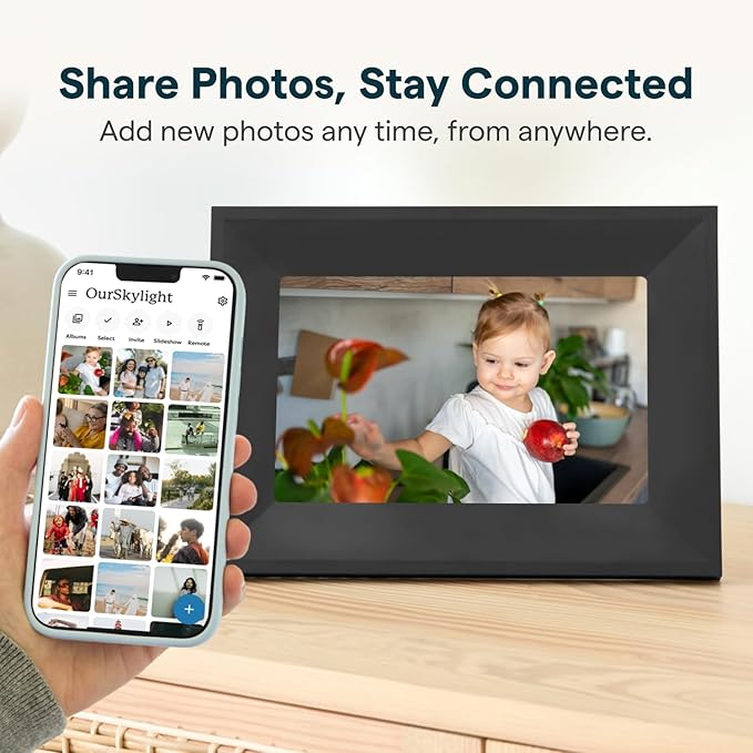 Skylight Digital Picture Frame 2 – 10" Full HD Wi-Fi Touch Screen, 16GB Digital Photo Frame, Load Photos & Videos Directly from Phone, Anti-Glare – Ideal for Personalized Gifting, Black